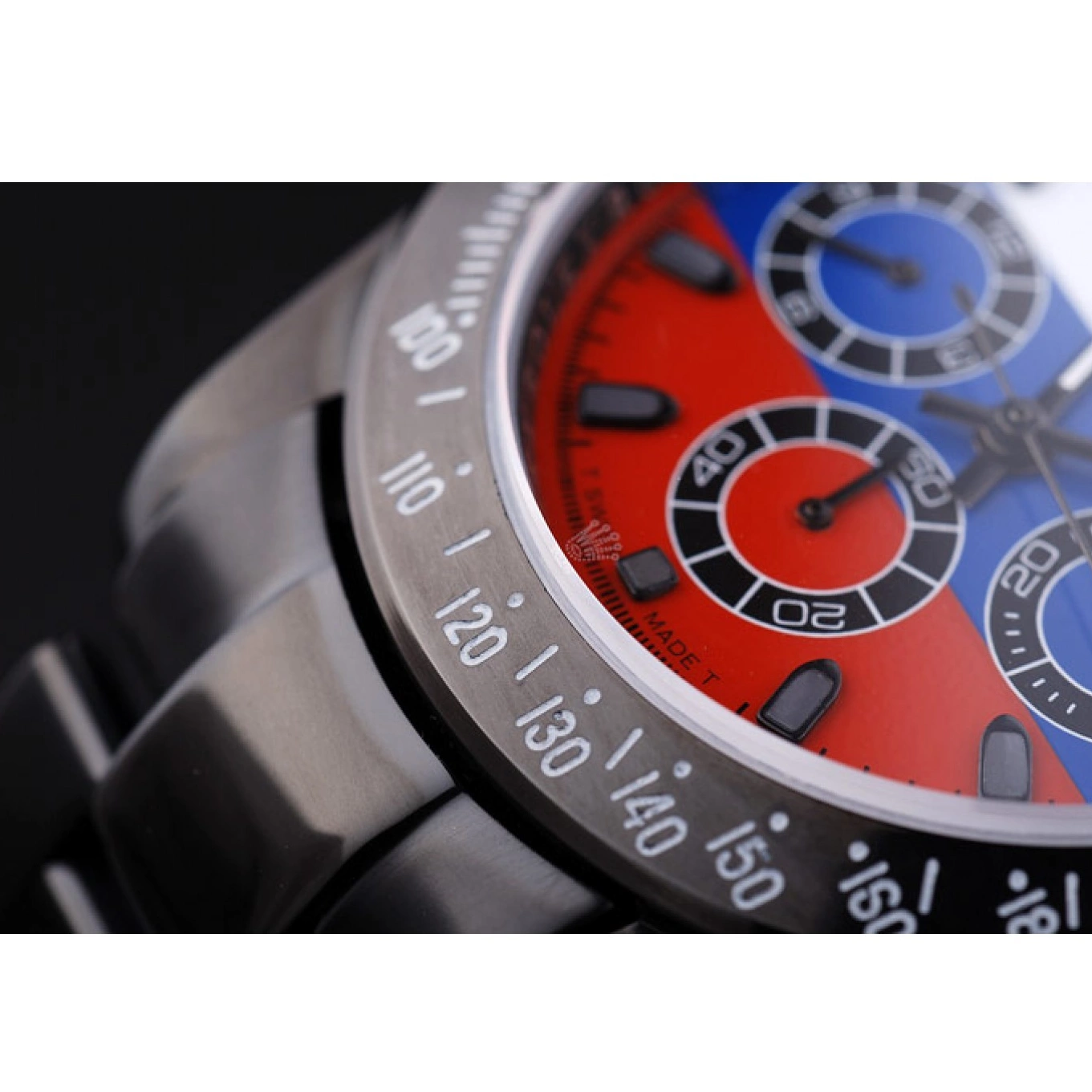 Good copy rolex watches Flag 7472 Black Rolex Cosmograph Daytona Russian Dial Bracelet 0607